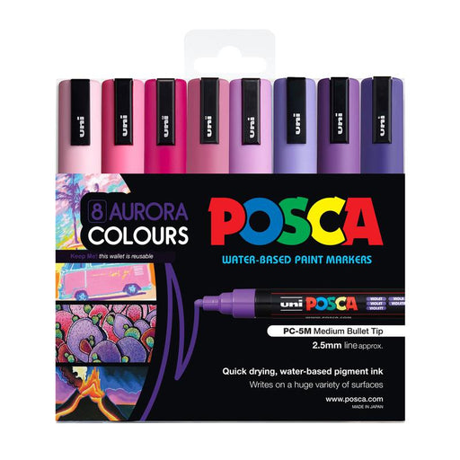 Uni Posca Marker 1.8-2.5mm Med Bullet 8 Pack Aurora PC-5M 1023108_1