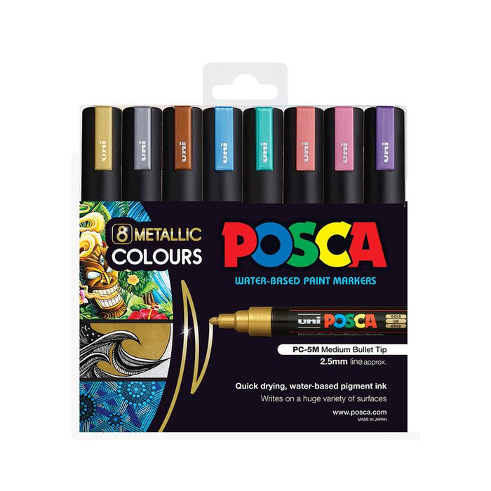 Uni Posca Marker 1.8-2.5mm Med Bullet 8 Pack Metallic PC-5M 250236_1