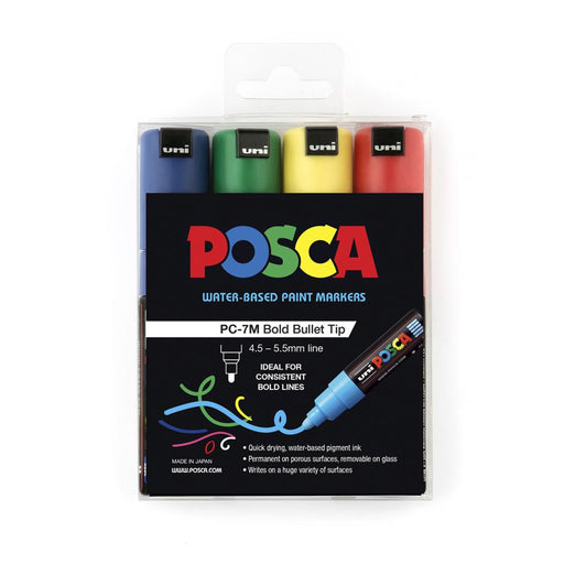 Uni Posca Marker 4.5mm 4-Pack: Green, Yellow, Red, Blue_1