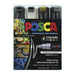 Uni Posca Marker 8.0mm Bold Chisel 4 Pack Black White Gold Silver PC-8K 250325_1
