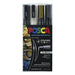 Uni Posca Markers 0.9-1.3mm Fine 4 Pack - Black, White, Gold, Silver_1