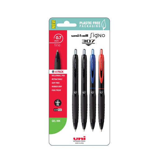 Uni Signo 307 Gel Pens 0.7mm Assorted Pack of 4_1