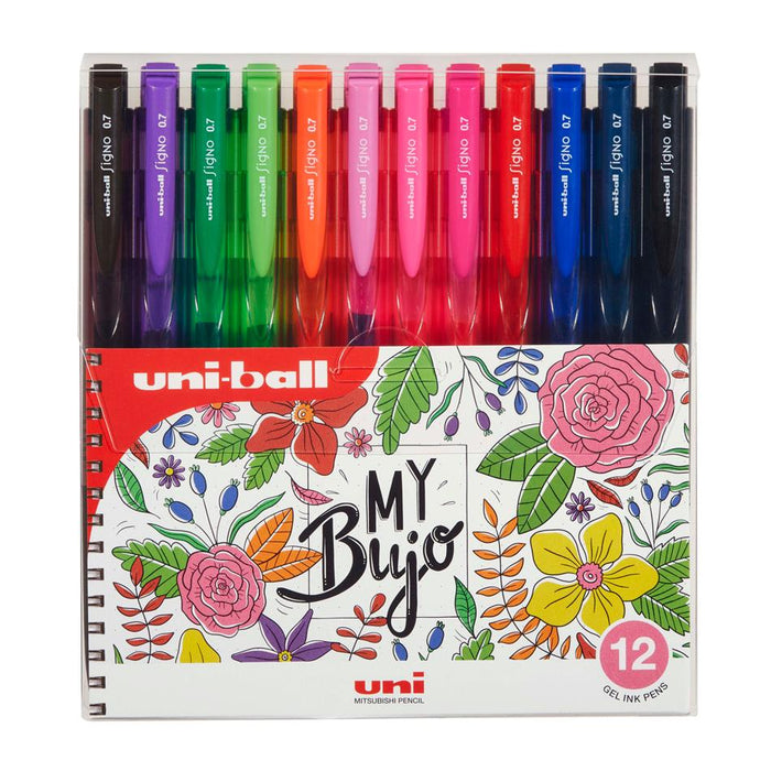 Uni Signo RT1 0.7mm Gel Pens 12 Pack Floral UMN155_1