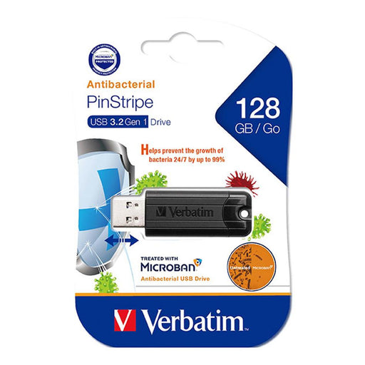 Verbatim Microban USB 3.2 128GB Flash Drive - Black 66777_1