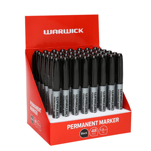 Warwick Fine Tip Permanent Marker Black 1mm - 48 Pack_1