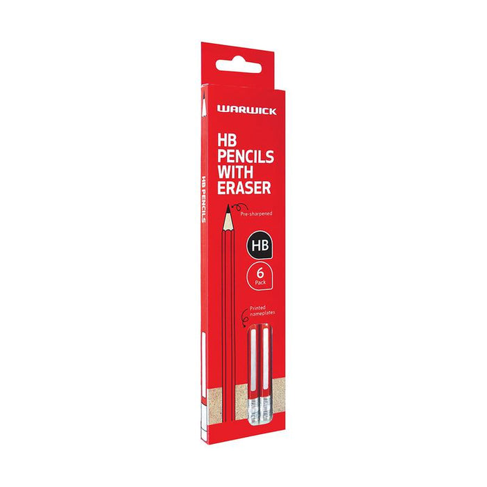 Warwick HB Pencil Pack of 6 with Eraser 110194_AM_1