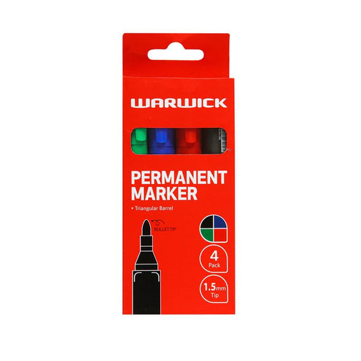 Warwick Permanent Marker Bullet Tip Assorted Pack 4 11586563_1