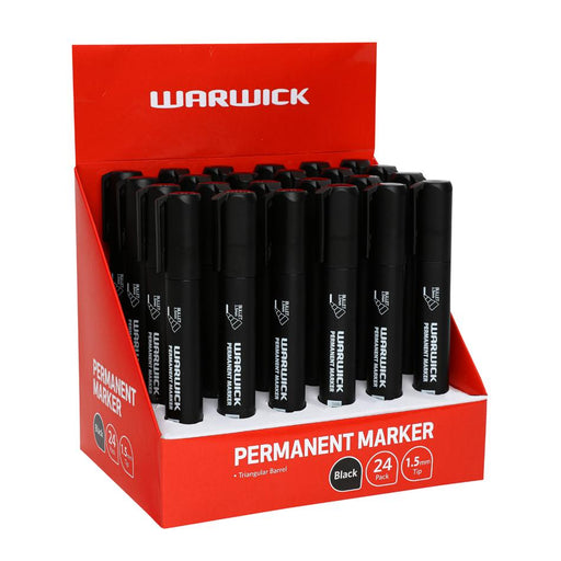 Warwick Permanent Marker Bullet Tip Black 24-Pack 1.5mm_1
