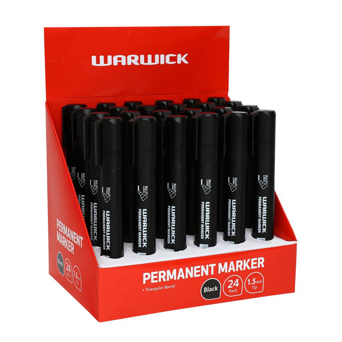 Warwick Permanent Marker Bullet Tip Black 24-Pack 1.5mm_1