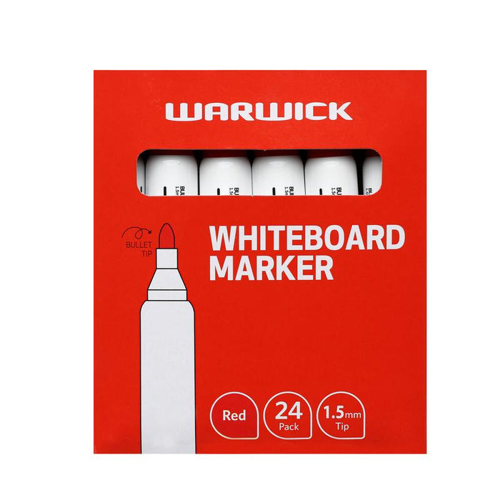 Warwick Whiteboard Marker Bullet Tip Red Pack 24 11577598_1