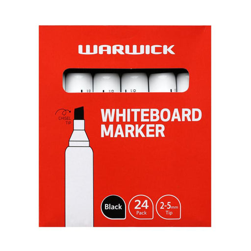 Warwick Whiteboard Marker Chisel Tip Black Pack 24 11577763_1