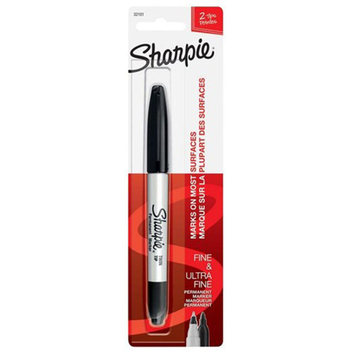 Sharpie Permanent Marker Twin Fine/Ultra Tips Black