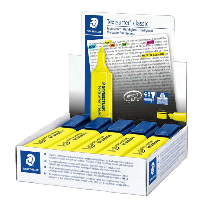 Staedtler 364 Textsurfer Classic Highlighter Chisel Yellow Box 10