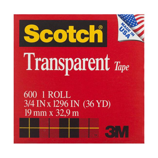 Scotch Transparent Tape 600 19mm x 3 boxed refill roll-Marston Moor