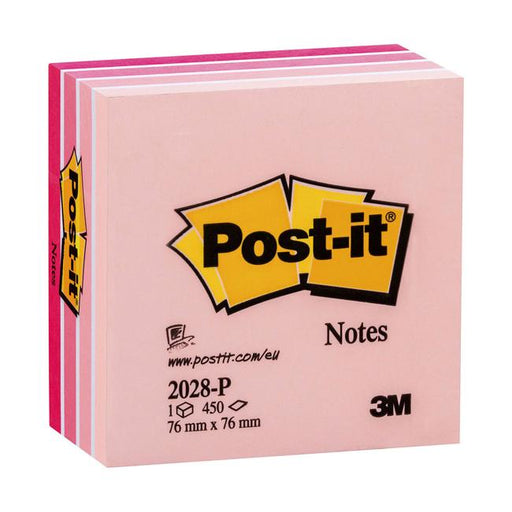 Post-it Notes Memo Cube 2028-P Pink 76x76mm 450 sheet cube-Marston Moor