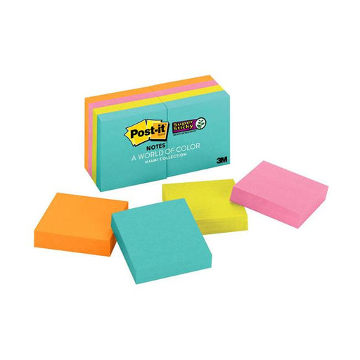 Post-it Super Sticky Notes 622-8SSMIA 48x48mm Miami Pack of 8-Marston Moor
