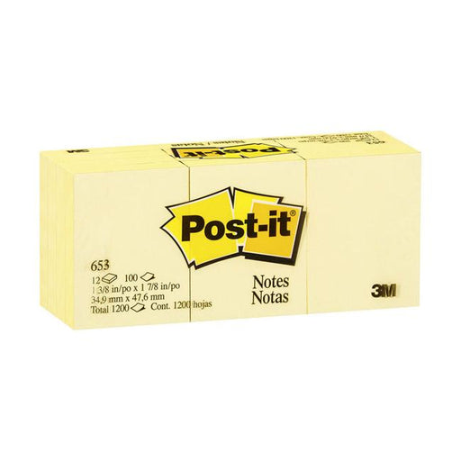 Post-it Notes 653-Y 35x48mm Yellow Pack of 12-Marston Moor