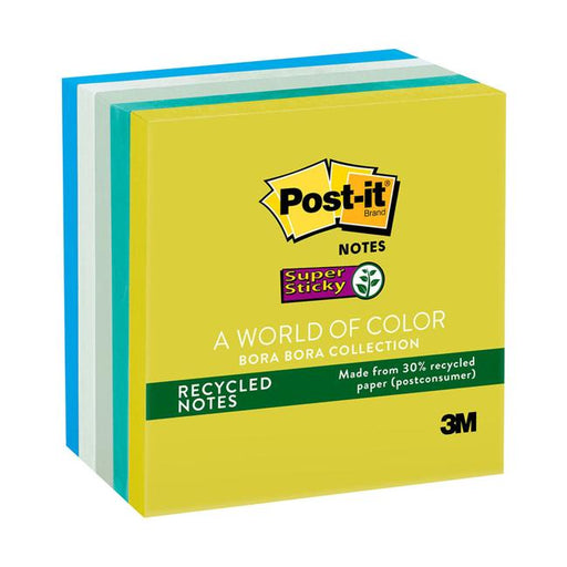 Post-it Recycled Super Sticky Notes 654-5SST 76x76mm Bora Bora Pack of 5-Marston Moor