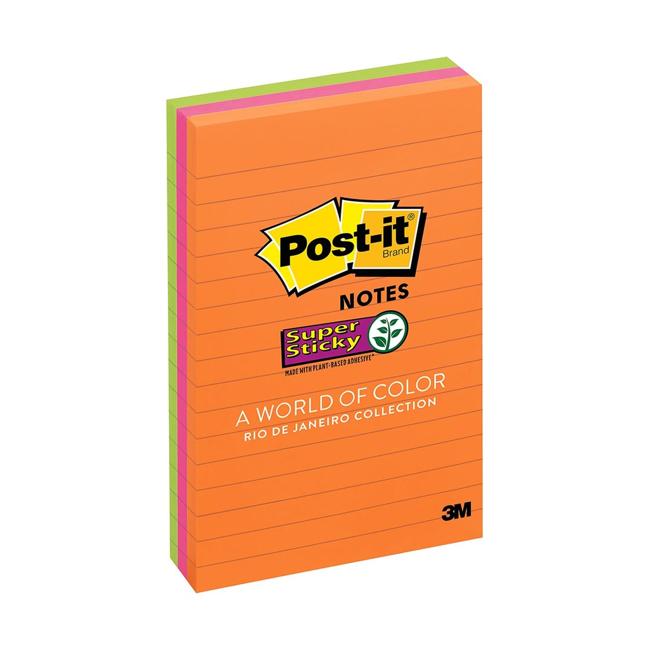 Post-it Super Sticky Lined Notes 660-3SSUC 101x152mm Rio Pack of 3-Marston Moor