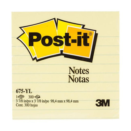 Post-it Notes 675-YL Lined  Yellow 101x101mm 300 sheet pads-Marston Moor