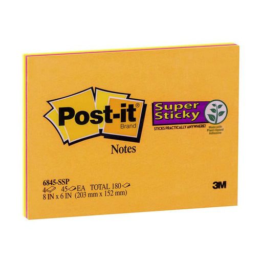 Post-it Super Sticky Notes 6845-SSP 152x202mm Assorted Pack of 4-Marston Moor
