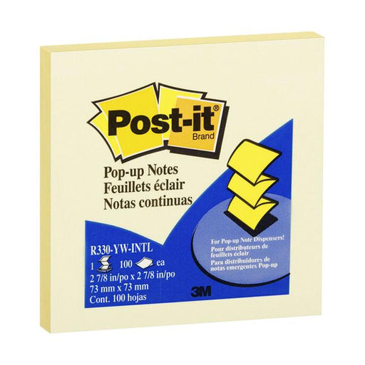 Post-it Notes Pop Up Refill R330-YW 76x76mm Yellow 100 sheet pad (Retail)-Marston Moor