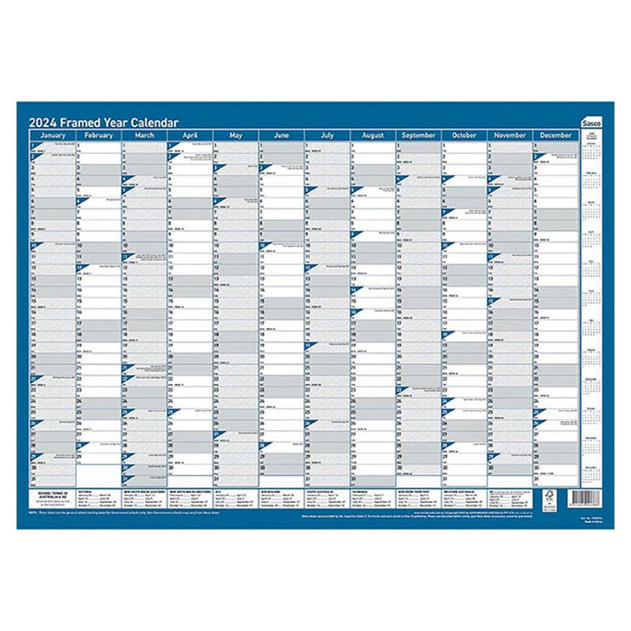 Sasco Framed Planner Yearly 500 X 700Mm 2024 1058724
