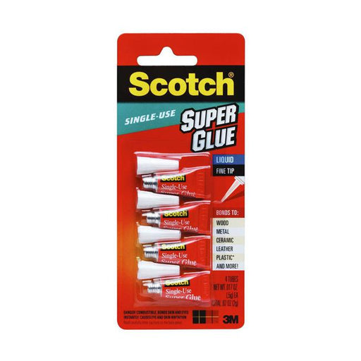 Scotch Adhesive AD114 Super Glue One Drop 0.5g per tube Pkt/4 Tubes-Marston Moor