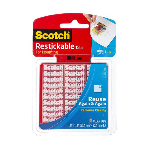 Scotch Restickable Mounting Tabs R100 25x25mm Pkt/18 tabs-Marston Moor