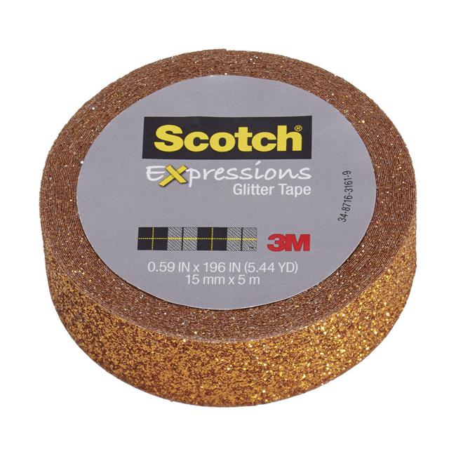 Scotch Expressions Glitter Washi Tape C514-ORG 15mm x 5m Bright Orange-Marston Moor