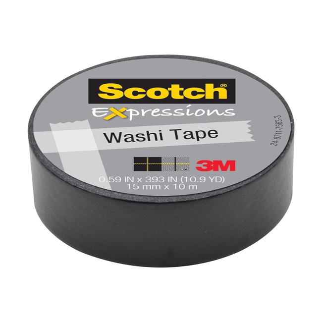 Scotch Expressions Washi Tape C314-BLK 15mm x 10m Black-Marston Moor