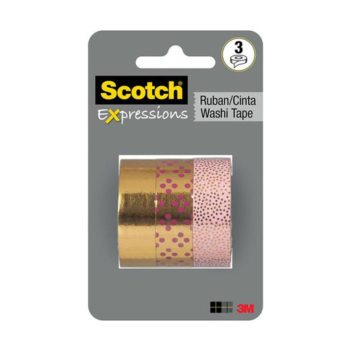 Scotch Expressions Foil Washi Tape C617-3PK-GLD 15mm x 7m Gold Multi Pack-Marston Moor