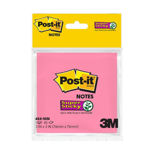 Post-it Super Sticky Notes 654-SSN-N-PINK 76mm x 76mm Retail Pk 45 Sheet pad-Marston Moor