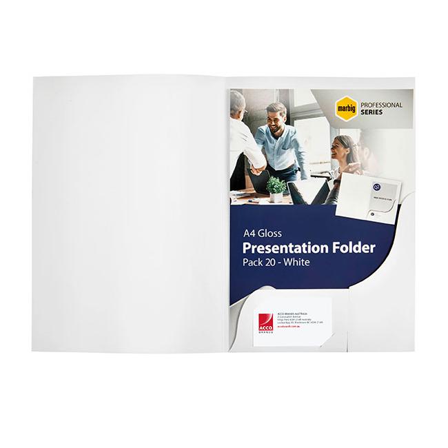 Marbig professional presentation folders a4 gloss white pk20-Marston Moor