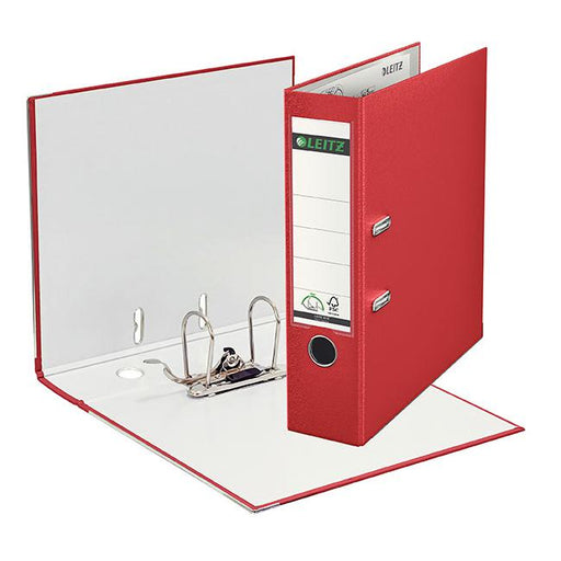 Leitz lever arch file f/cap 80mm red-Marston Moor