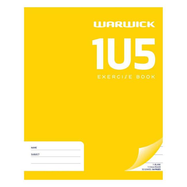Warwick Exercise Book 1U5 12mm 1/3 Unruled 2/3 Ruled 32 Leaf 255 X 205mm-Marston Moor