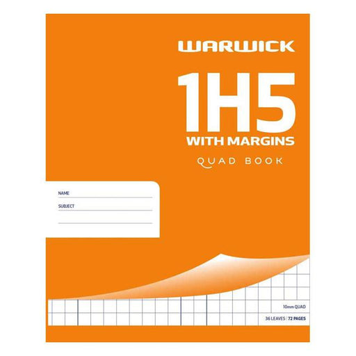 Warwick Exercise Book 1H5 36 Leaf With Margin Quad 10mm 255x205mm-Marston Moor
