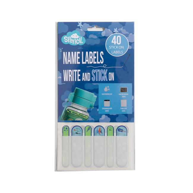 Spencil Write and Stick On Name Labels 40pk Blue-Marston Moor