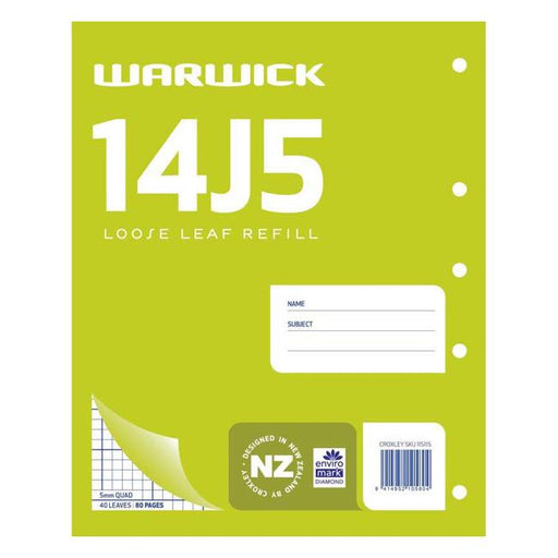 Warwick Refill 14J5 Loose Leaf 40 Leaf 5mm Quad 255x205mm-Marston Moor