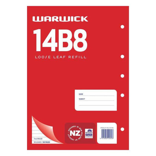 Warwick Refill 14B8 Loose Leaf 50 Leaf A4 Ruled 7mm-Marston Moor