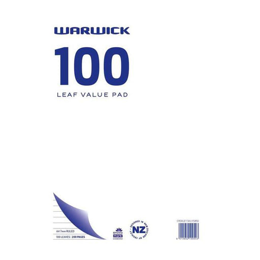 Warwick Pad A4 Value 100 Leaf Ruled 7mm-Marston Moor