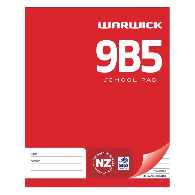 Warwick Pad 9B5 School 36 Leaf Ruled 7mm 255x205mm-Marston Moor