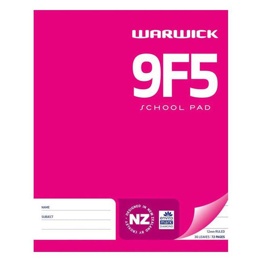 Warwick Pad 9F5 School 36 Leaf Ruled 12mm 255x205mm-Marston Moor