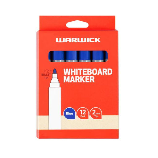 Warwick Whiteboard Marker Blue Bullet Tip Box 12-Marston Moor