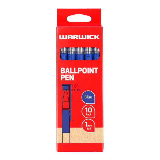 Warwick Pen Ballpoint Blue Capped Medium Box 10-Marston Moor