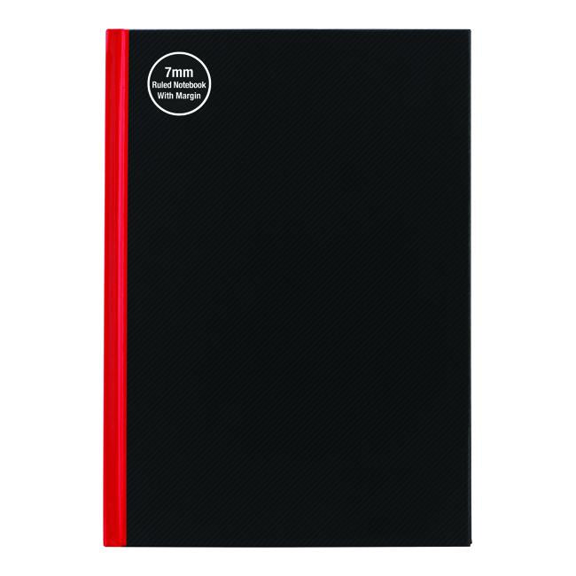 Milford Notebook A5 7Mm 68gsm With Margin Red & Black 100lf-Marston Moor