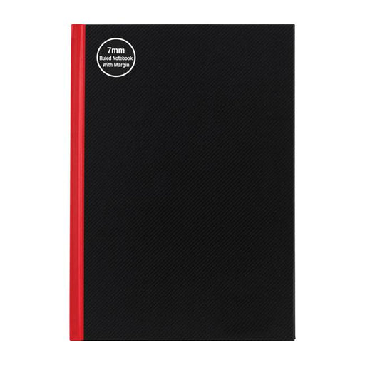 Milford Notebook A4 7mm with Margin Red & Black 100Lf-Marston Moor
