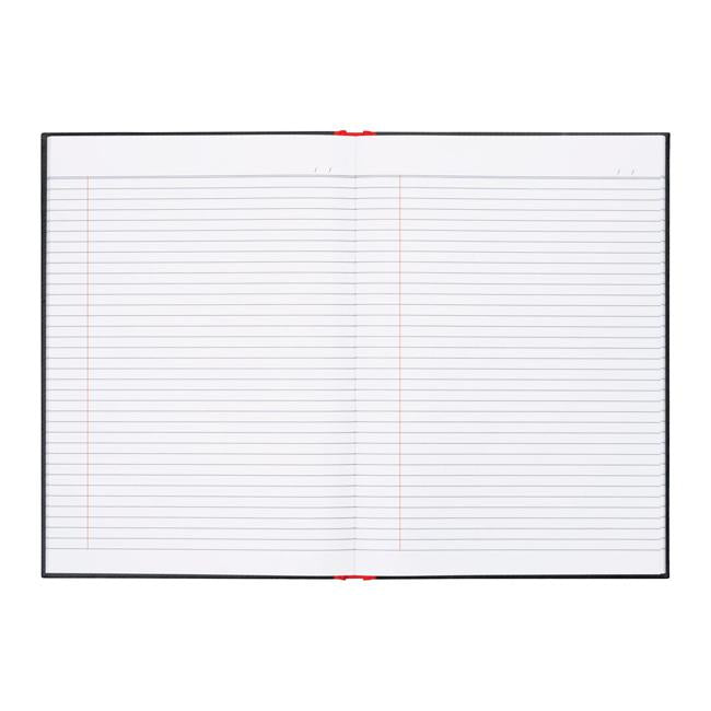 Milford Notebook A4 7mm with Margin Red & Black 100Lf-Marston Moor