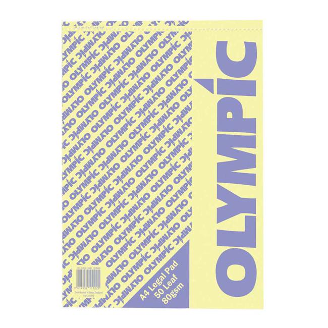 Olympic Pad A4 Legal Yellow Paper 50 Leaf 80gsm-Marston Moor