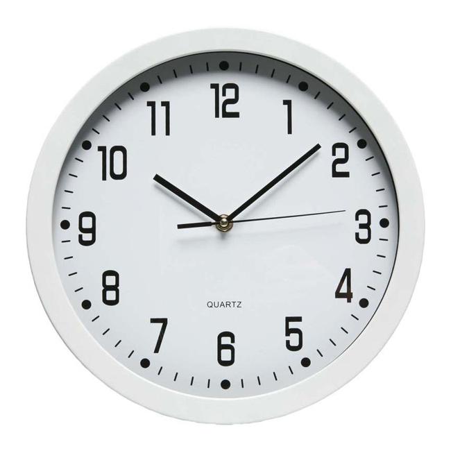 Dixon Clock Wall Round Glass Face White 30cmx30cm